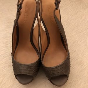 Lamb platform peep toe sling back